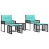 vidaXL Juego de muebles de exterior 5 uds. Negro y Turquesa