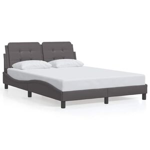 vidaXL Estructura de cama sin colch&oacute;n Zadar cuero sint&eacute;tico gris 140x200 cm