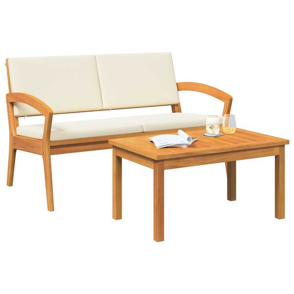 vidaXL Conjunto bistro con cojín 2 pcs Marrón Madera maciza de Acacia
