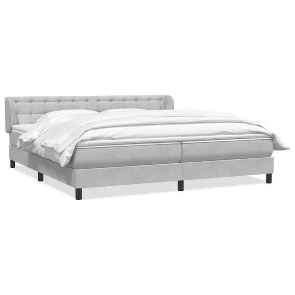 vidaXL Cama box spring con colchones terciopelo gris claro 180x210 cm