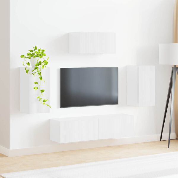 vidaXL Conjunto de mueble de TV 5 pcs brillante Madera de ingenier&iacute;a