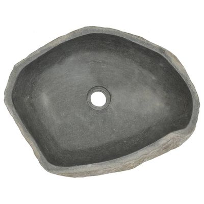vidaXL Lavabo de piedra de río ovalado 45-53 cm
