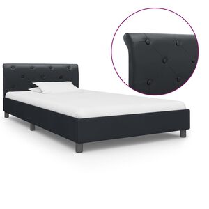 vidaXL Estructura de cama sin colch&oacute;n cuero sint&eacute;tico negro 90x200 cm