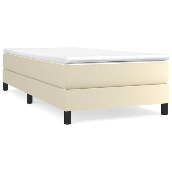 vidaXL Cama box spring con colch&oacute;n cuero sint&eacute;tico crema 90x190 cm