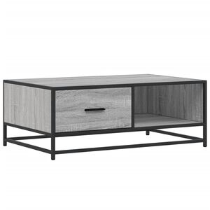 vidaXL Mesa de centro madera ingenier&iacute;a metal gris Sonoma 90x57x35 cm