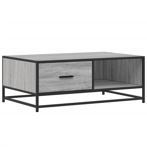 vidaXL Mesa de centro madera ingeniería metal gris Sonoma 90x57x35 cm