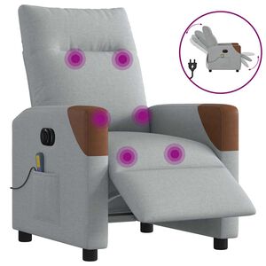 vidaXL Sill&oacute;n reclinable de masaje el&eacute;ctrico tela gris claro