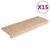 vidaXL Alfombrillas para escaleras 15 unidades 65x21x4 cm Borde rectangular dorado