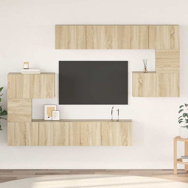vidaXL Set de muebles para TV 8 pzas madera contrachapada roble Sonoma