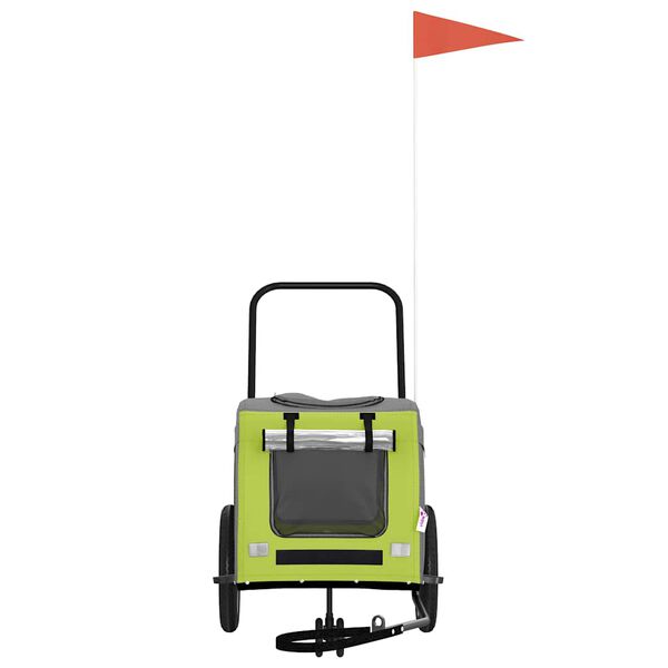 vidaXL Remolque de bicicleta para mascotas Verde y gris