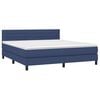 vidaXL Cama box spring colch&oacute;n y luces LED tela azul 160x200 cm