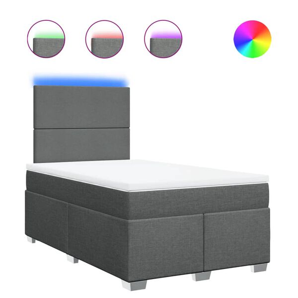vidaXL Cama box spring con colch&oacute;n tela gris oscuro 120x190 cm