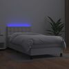 vidaXL Cama box spring y colch&oacute;n LED cuero sint&eacute;tico blanco 90x190 cm