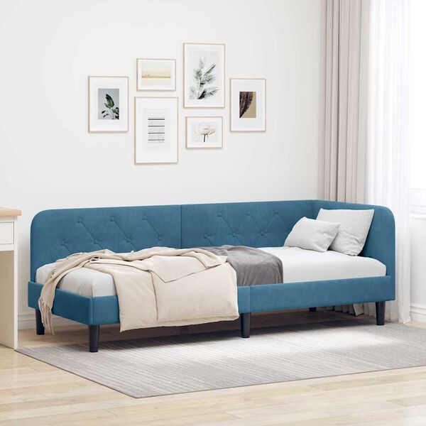 vidaXL Estructura de cama en esquina Azul 80 x 200 cm Terciopelo