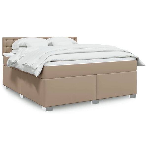vidaXL Cama box spring con colch&oacute;n cuero sint&eacute;tico capuchino 180x200cm