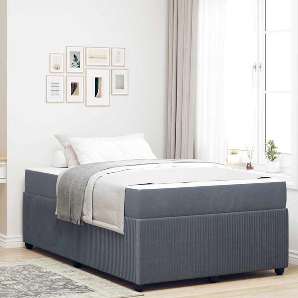vidaXL Estructura de cama con colch&oacute;n Gris oscuro 120 x 190 cm tela
