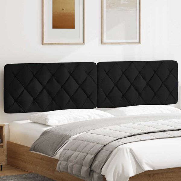 vidaXL Cabecero de cama acolchado tela negro 200 cm