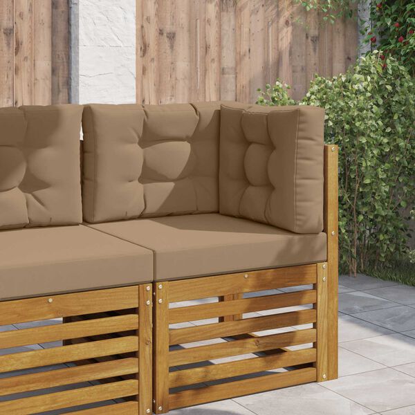 vidaXL Coj&iacute;n para sof&aacute; de exterior 3 pcs Taup&eacute; Poli&eacute;ster