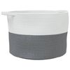 vidaXL Cesta para ropa sucia algod&oacute;n gris y blanco &Oslash;55x36 cm