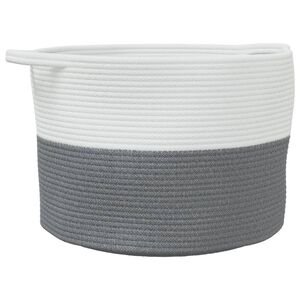vidaXL Cesta para ropa sucia algod&oacute;n gris y blanco &Oslash;55x36 cm
