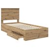 vidaXL Estructura de cama con cabecera Roble artesanal 90 x 200 cm