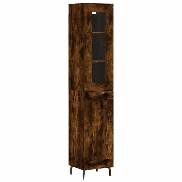 vidaXL Aparador de madera contrachapada roble ahumado 34,5x34x180 cm