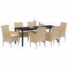 vidaXL Conjunto de Comedor de Jard&iacute;n 7 pcs Beige rat&aacute;n sint&eacute;tico