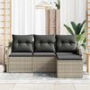 vidaXL Conjunto de sof&aacute; de jard&iacute;n 4 pcs Gris Claro rat&aacute;n sint&eacute;tico
