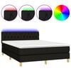 vidaXL Cama box spring colch&oacute;n y luces LED tela negro 140x190 cm