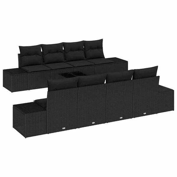 vidaXL Conjunto de sofá de jardín 8 pcs Negro ratán sintético