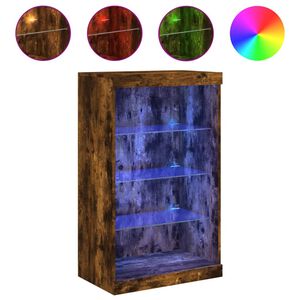 vidaXL Aparador con luces LED roble ahumado 60,5x37x100 cm