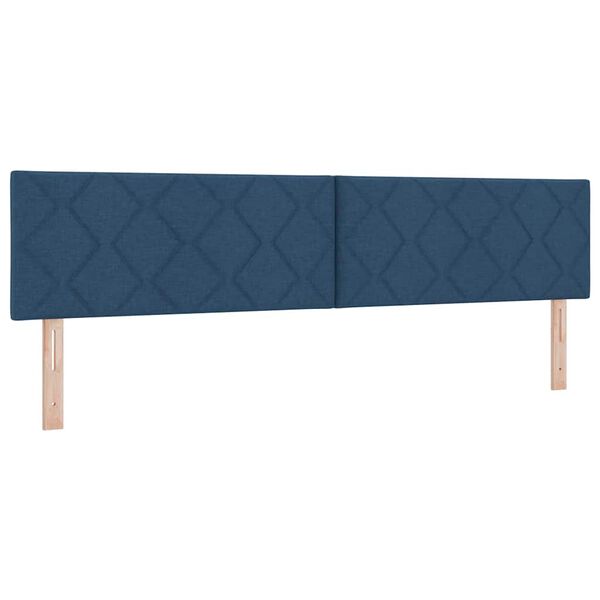 vidaXL Cama con Somier con colch&oacute;n con cabecera Azul 200 x 200 cm tela