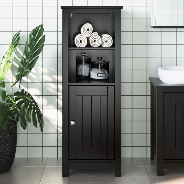 vidaXL Mueble de ba&ntilde;o BERG madera maciza de pino negro 40x34x110 cm