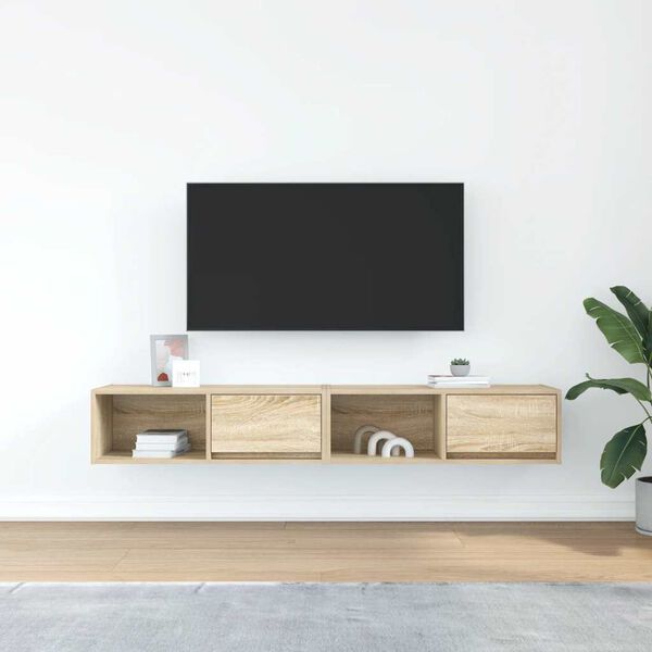 vidaXL Muebles de TV 2 uds Roble Sonoma 80x31x25,5cm Madera ingenier&iacute;a