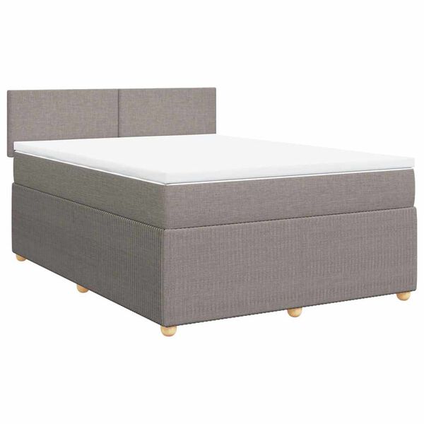 vidaXL Cama box spring con colch&oacute;n tela gris taupe 160x200 cm