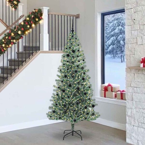 vidaXL &Aacute;rbol de Navidad Artificial Nevado con Luz LED Verde y 240 cm