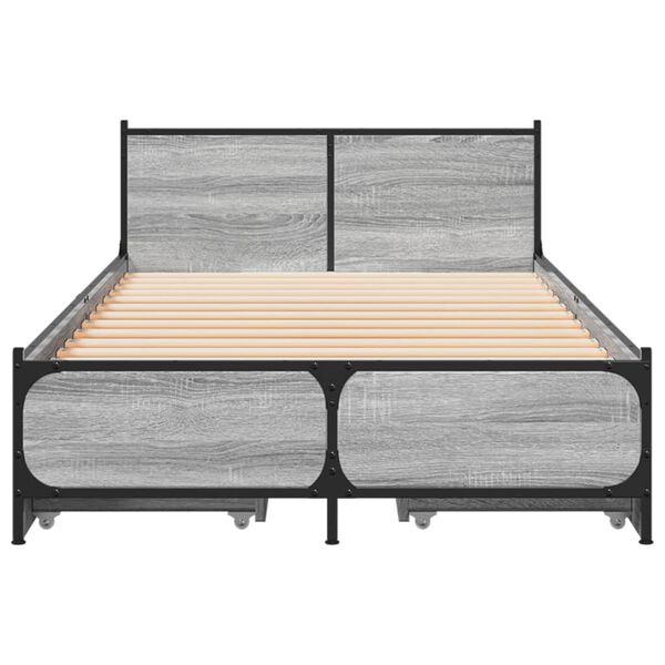 vidaXL Cama con cajones madera ingeniería gris Sonoma 100x200 cm