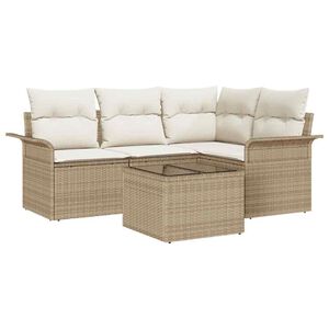 vidaXL Conjunto de sofá de jardín 5 pcs Beige ratán sintético