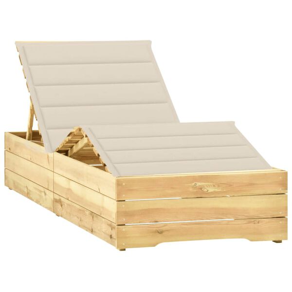 vidaXL Tumbona con coj&iacute;n crema madera de pino impregnada