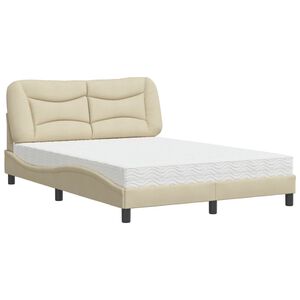 vidaXL Cama con colch&oacute;n Hvar tela color crema 120x200 cm