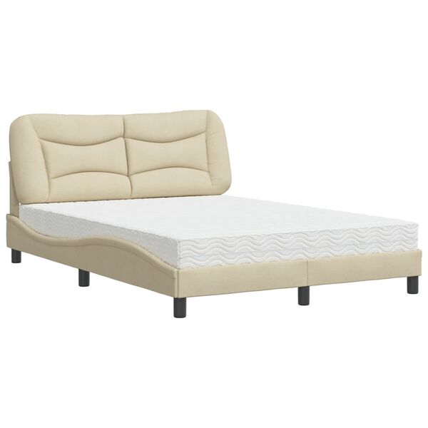 vidaXL Cama con colch&oacute;n Hvar tela color crema 120x200 cm
