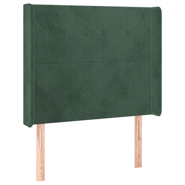 vidaXL Cabecero con LED de terciopelo verde oscuro 103x16x118/128 cm