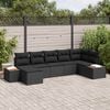 vidaXL Conjunto de sof&aacute; de jard&iacute;n 7 pcs Negro Rattan de Poli&eacute;ster