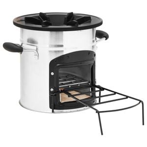 vidaXL Cocina le&ntilde;a camping acero inoxidable plateado 45,5x33x25,5 cm