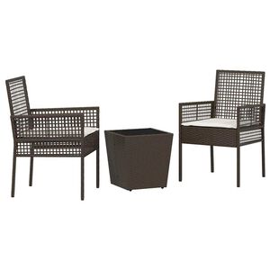vidaXL Juego Bistro de Jardín 3 pcs Marrón Poliratán