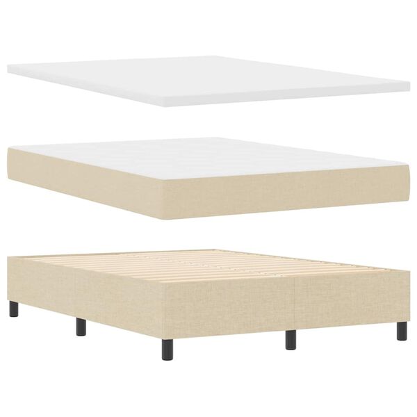vidaXL Cama tipo Box Spring con colch&oacute;n Crema 160 x 200 cm tela