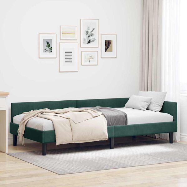 vidaXL Estructura de cama en esquina Verde oscuro 90 cm x 190 cm