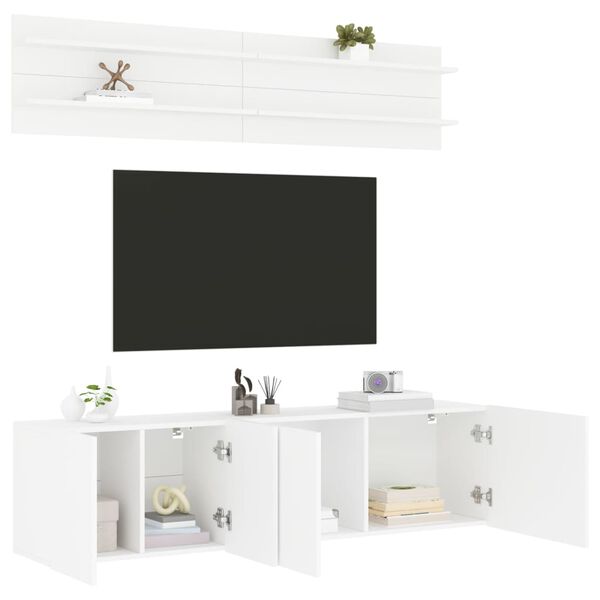 vidaXL Muebles de TV de pared 6 piezas madera de ingeniería blanco