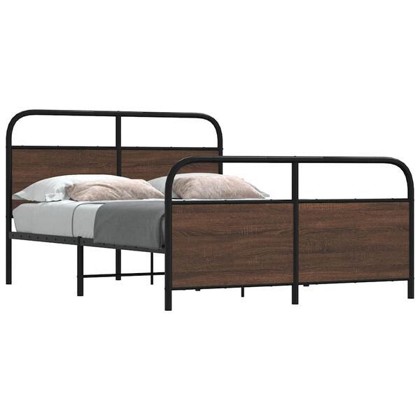 vidaXL Estructura de cama sin colch&oacute;n metal marr&oacute;n roble 140x200 cm