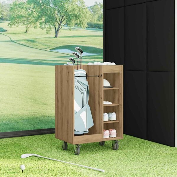 vidaXL Armario de Golf con rueda Liso Roble artesanal 65 x 45 x 98 cm